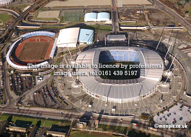aerial photograph of
          Manchester stadium 